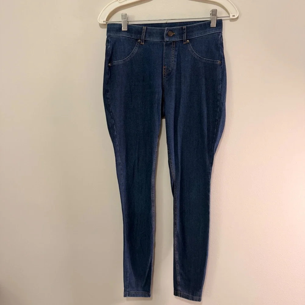 HUE Womens Blue Denim Leggings High Rise Stretch Jeggings Size Small
